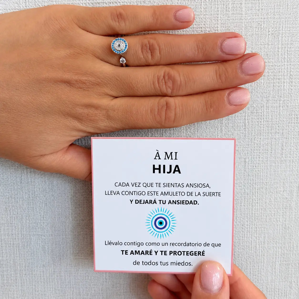 Para mi hija | Anillo Ojo de la Suerte | Antiestrés Giratorio | Ajustable